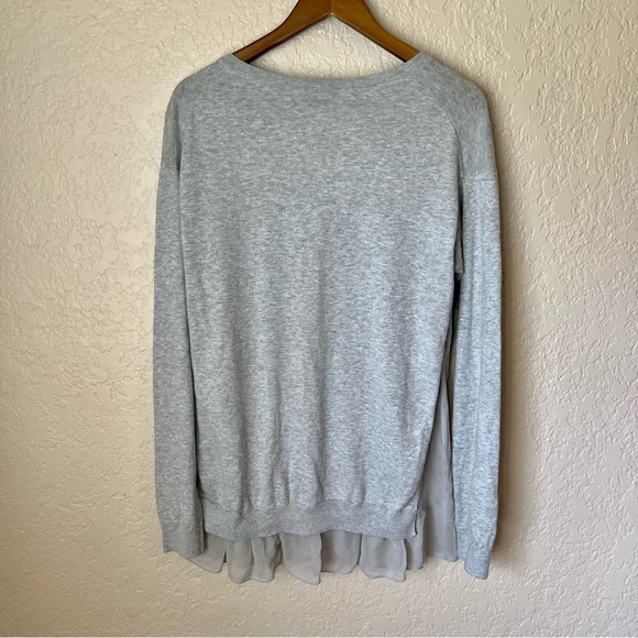 Theory Gray Cashmere & Silk V-neck Sweater Size Large - Picture 6 of 9